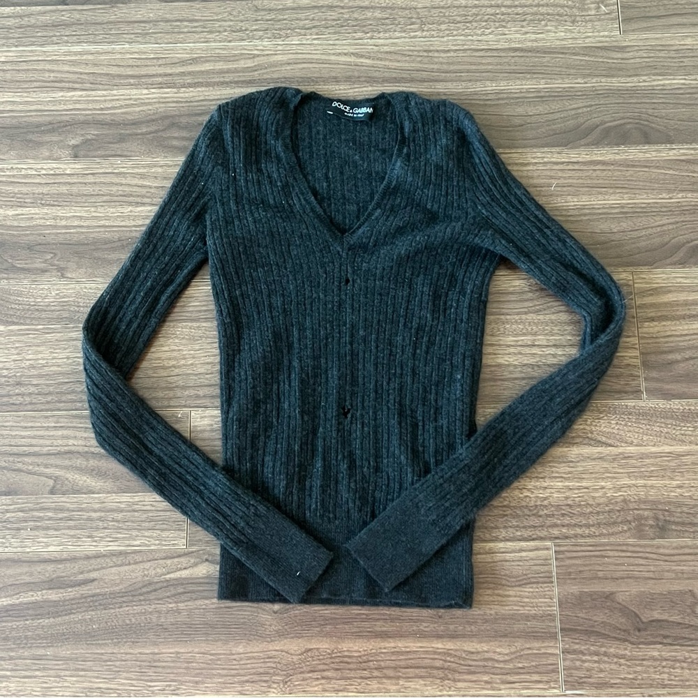 Dolce & Gabbana Knitted Cashmere V Neck Sweater Cardigan Vintage